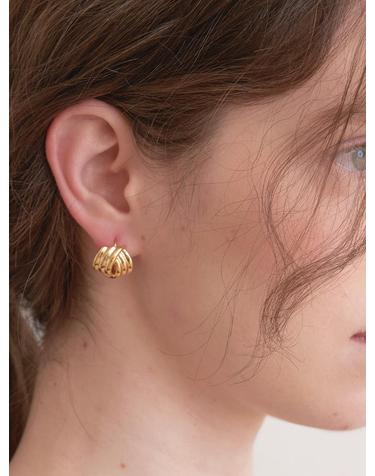 cross 3 ring one touch earrings (E045_gold)