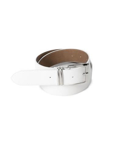 (W) wide silver two line fake leather belt (T029_white)