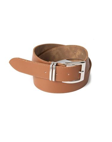 (W) wide silver two line fake leather belt (T029_tan)