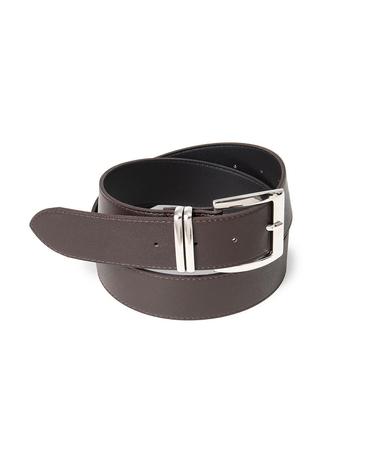 (W) wide silver two line fake leather belt (T029_brown)