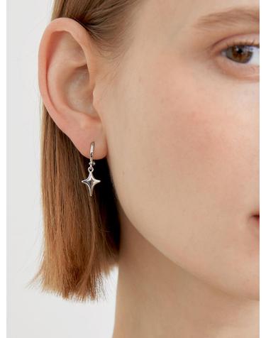 hanging star pendant one touch earrings (E039_silver)