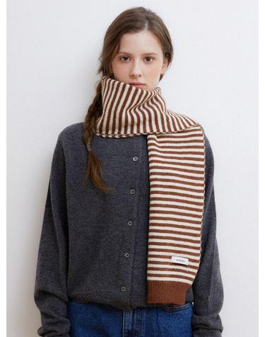basic stripe knit muffler (M040_brown)