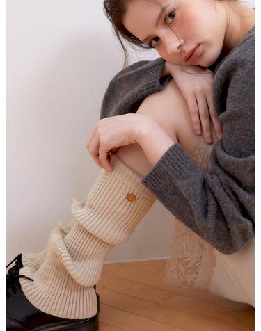 boots cut leg warmer (F002_beige)