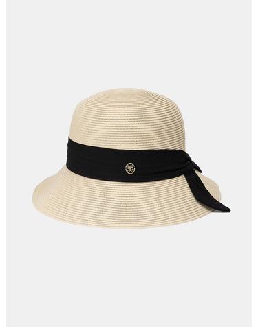 short visor ribbon cloche hat (C050_ivory)