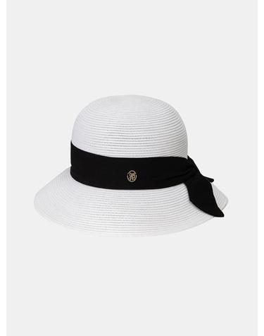 short visor ribbon cloche hat (C050_white)