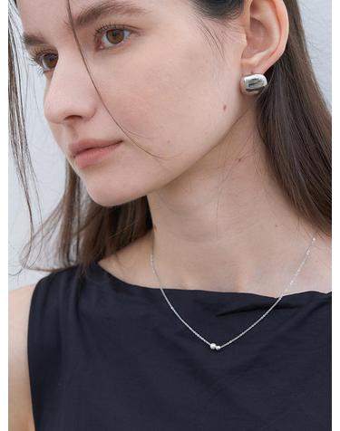 silver round pendant pearl necklace 5/6mm (N020_silver)