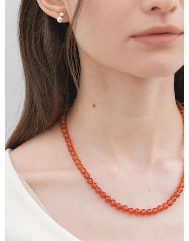 simple red carnelian necklace 6mm (N015_45cm)
