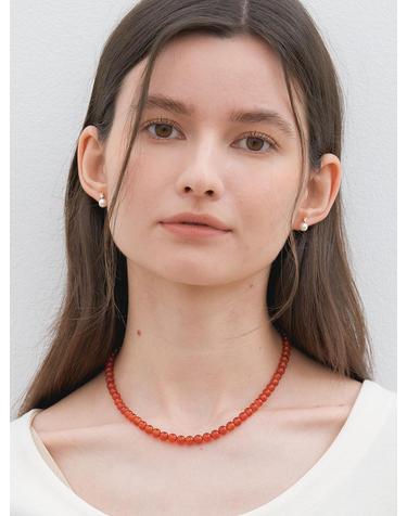 simple red carnelian necklace 6mm (N015_40cm)