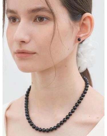simple onyx black necklace (N014_8mm)