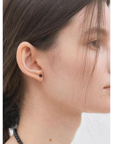 simple onyx black earrings (E022_4mm)