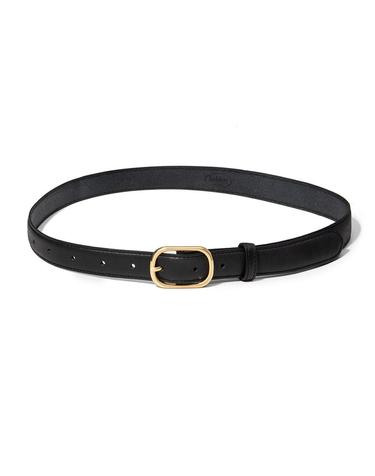 (W) gold round cowhide leather belt (T021_black)