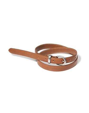 (W) simple western round cowhide leather belt (T013_tan)