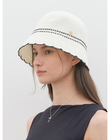 two line net bucket hat (C047_white)