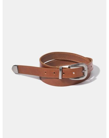 할렌 western round square belt (T010_tan)