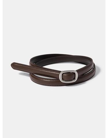 (W) simple slim belt (T008_brown)