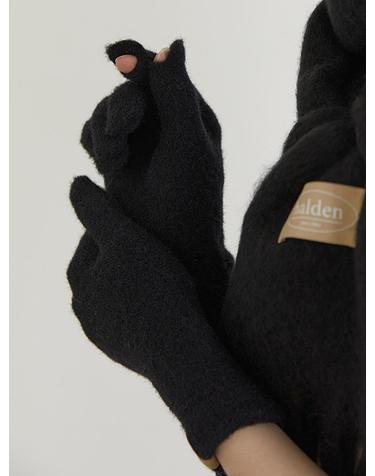 hairy finger hole gloves (G008_black)