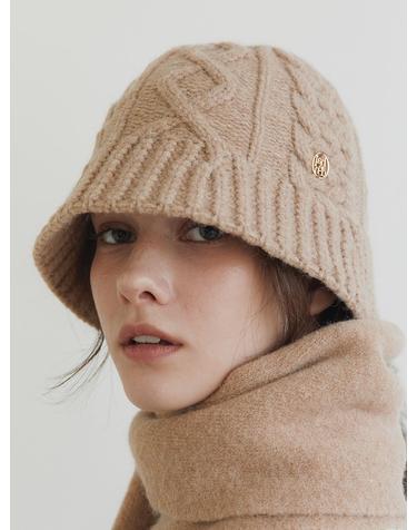 cable knit bucket hat (C034_beige)