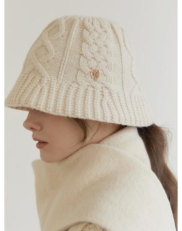 cable knit bucket hat (C034_ivory)