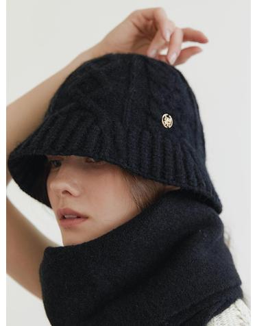 cable knit bucket hat (C034_black)
