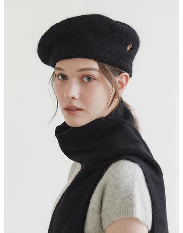 logo pendant angora beret (C031_black)