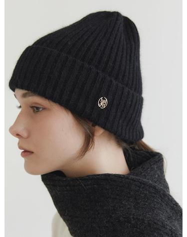 logo pendant angora beanie (C030_black)