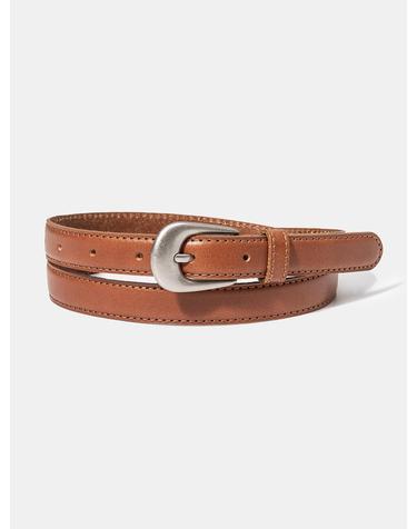 (W) simple western cowhide leather belt (T005_tan)