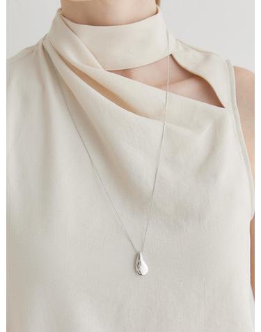 polka dots pendant over chain necklace (N013_silver)