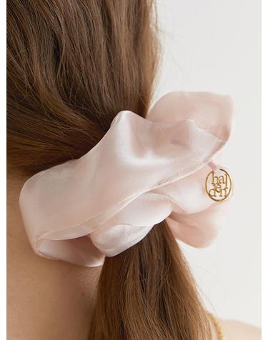 silk sheer logo pendant scrunchie (H009_light pink)