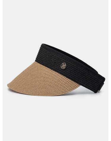 basic logo pendant raffia sun visor (C009_beigeblack)
