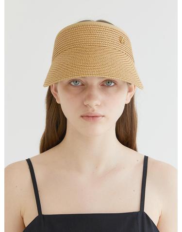 basic logo pendant raffia sun visor (C009_beige)