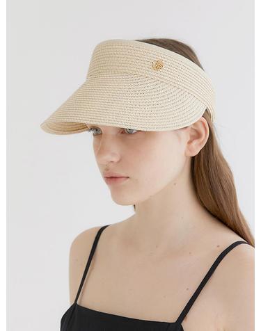 basic logo pendant raffia sun visor (C009_ivory)
