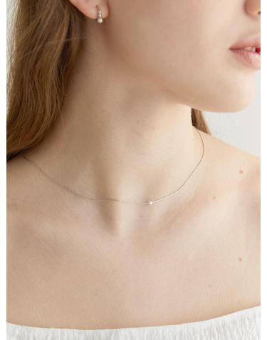 one pearl thin necklace (N003_silver)
