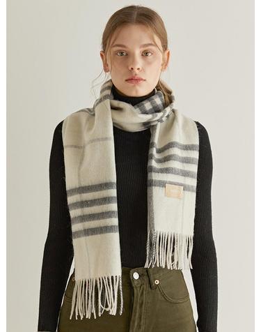 wool classic check muffler (M008_ivory)