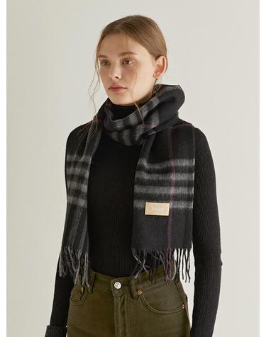 wool classic check muffler (M008_black)