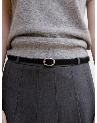 round silver buckle suade belt (T035_black)