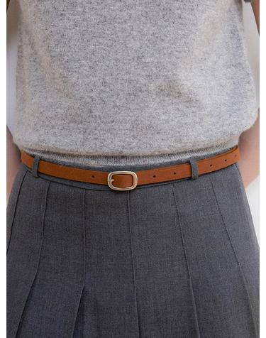 round silver buckle suade belt (T035_tan)