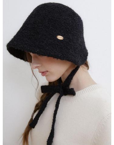 cozy boucle bonnet hat (C069_black)
