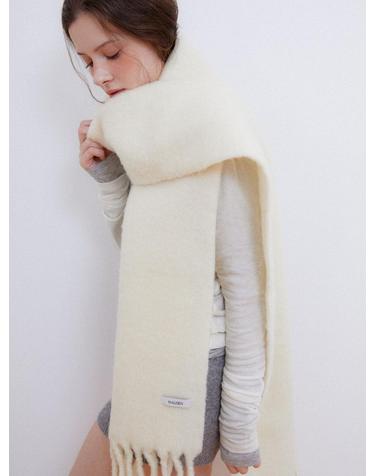 wool fluffy wide muffler (M049_ivory)