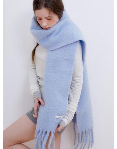 wool fluffy wide muffler (M049_sky)