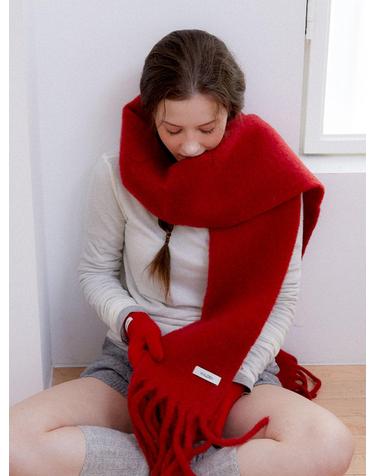 wool fluffy wide muffler (M049_dark red)