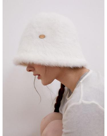 soft hairy fur bucket hat (C072_white)