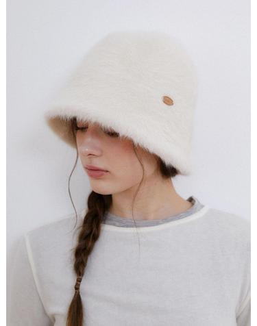 soft hairy fur bucket hat (C072_ivory)