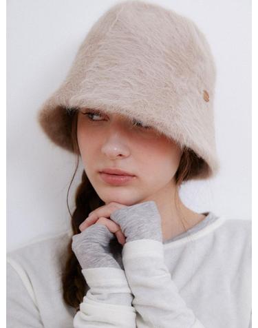 soft hairy fur bucket hat (C072_beige)