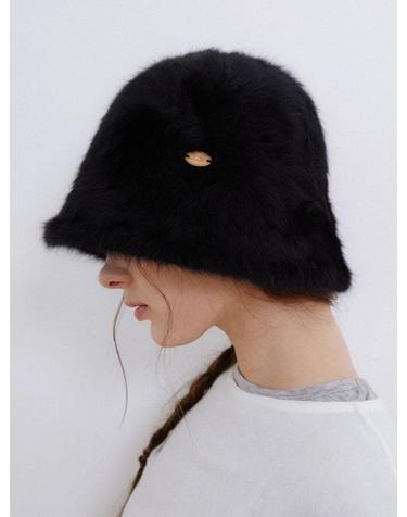 soft hairy fur bucket hat (C072_black)