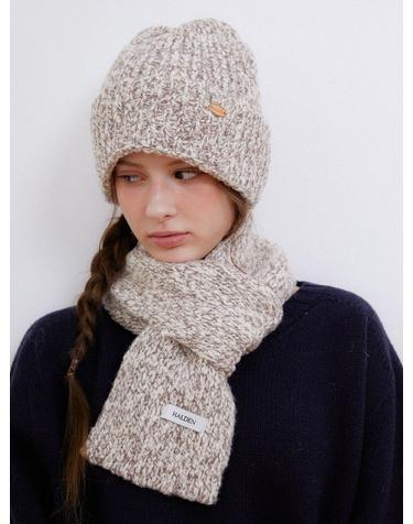 soft blend wool muffler beanie set (M052_brown)