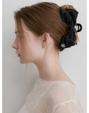 puffy ribbon hair claw clip (H040_black)
