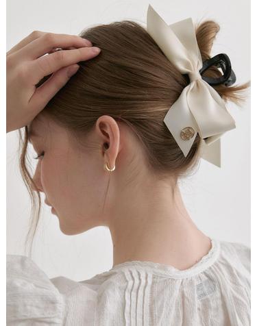 flat ribbon hair claw clip (H041_ivory)