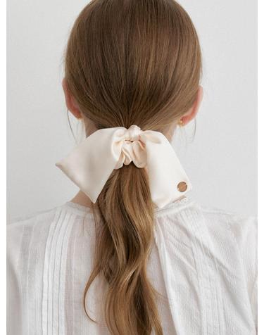 silky ribbon scrunchie (H042_ivory)