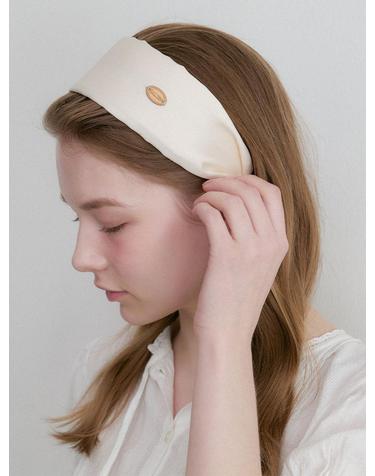 silky wide logo hairband (H043_ivory)