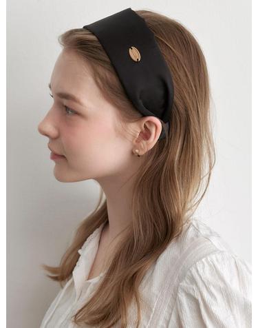 silky wide logo hairband (H043_black)